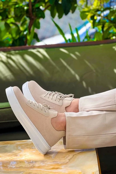 BİÇOMİ KB-116 Kuback Bej Bağcıklı Triko Günlük Erkek Ayakkabı - Resim 3