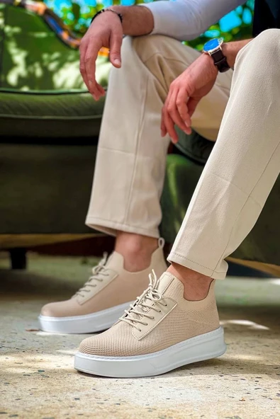 BİÇOMİ KB-116 Kuback Bej Bağcıklı Triko Günlük Erkek Ayakkabı ürün görseli