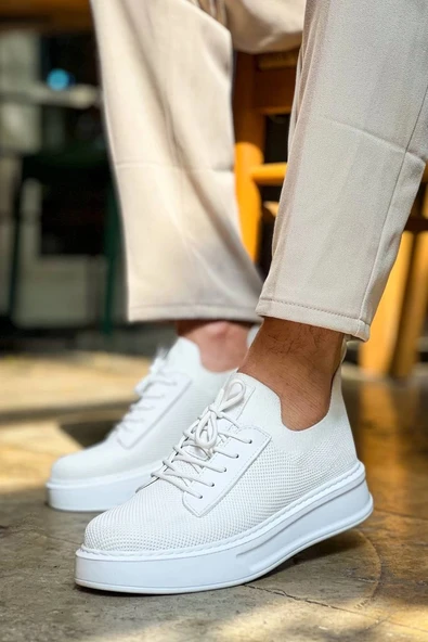 BİÇOMİ KB-116 Kuback Beyaz Bağcıklı Triko Günlük Erkek Ayakkabı - Resim 6