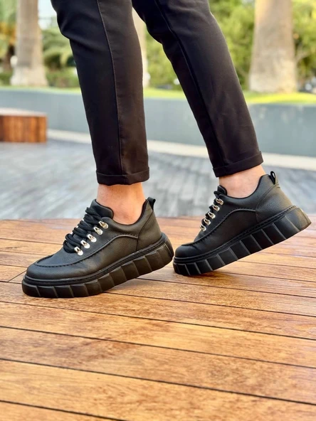 BİÇOMİ KB-X10 Kuback Kömür Cilt Yüksek Taban Günlük Spor Ayakkabı - Resim 2