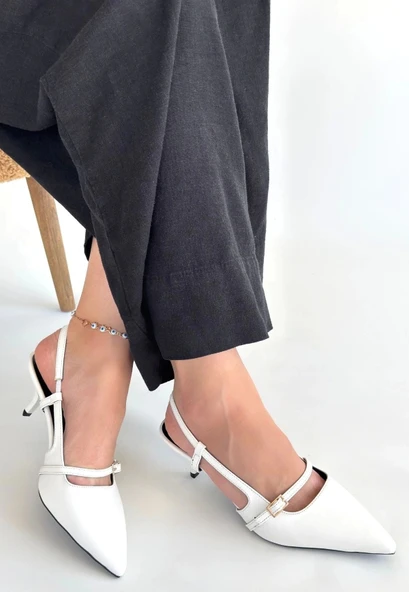 BİÇOMİ Darina Beyaz Cilt Topuklu Ayakkabı ürün görseli