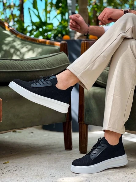 BİÇOMİ KB-116 Kuback Siyah Triko Bağcıklı  Günlük Erkek Ayakkabı - Resim 5