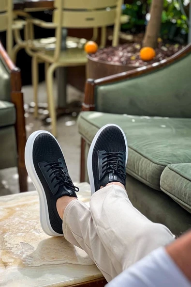 BİÇOMİ KB-116 Kuback Siyah Triko Bağcıklı  Günlük Erkek Ayakkabı - Resim 4