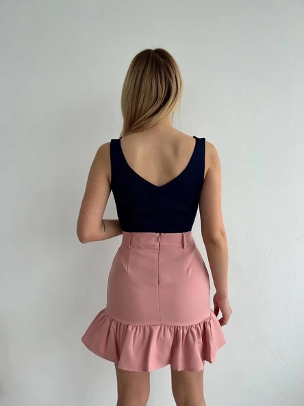 BİÇOMİ Altı fırfırlı etek pudra s24817 - Resim 3