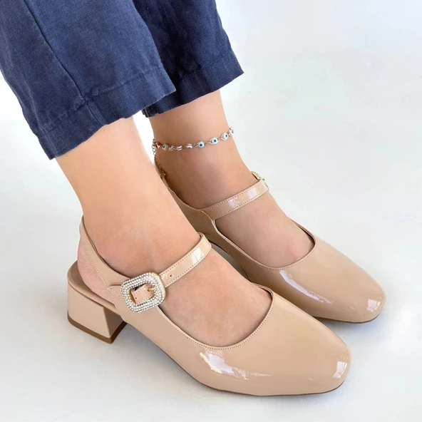 BİÇOMİ Gowe Nude Rugan Topuklu Ayakkabı - Resim 4