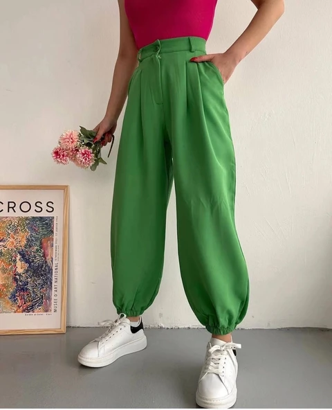 BİÇOMİ Şalvar pantolon yeşil s23202 - Resim 3