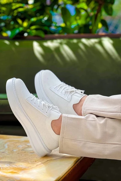 BİÇOMİ KB-116 Kuback Beyaz Bağcıklı Triko Günlük Erkek Ayakkabı - Resim 3