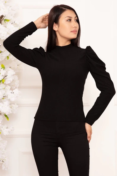 BİÇOMİ Prenses kol bluz siyah w3125 ürün görseli