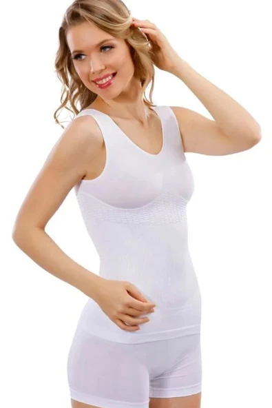 biçomi Jakarlı Kalın Askılı Bayan Atlet 14005 -Beyaz ürün görseli