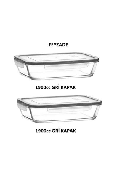 LAV FEYZADE Fresco Saklama Kabı Seti 2 adet 1900cc GRİ KAPAKLI (FRS-259) ürün görseli