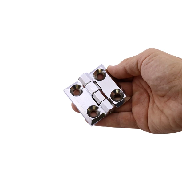 Metal 2 ADET 60x60 mm Gümüş Yaprak Menteşe Kapi Pencere Dolap Mobilya Kapak Menteşe Bağlantı - Resim 7