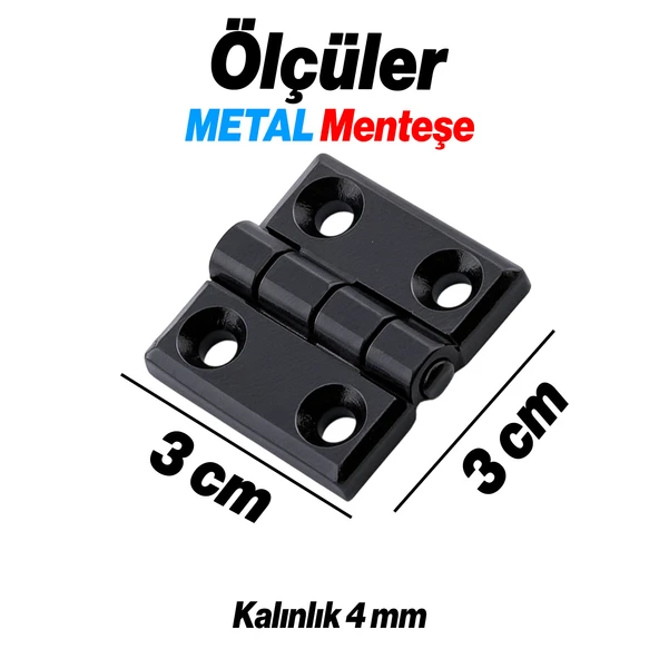 Siyah Metal 4 ADET SET Yaprak Menteşe 30x30mm Dayanıklı Mobilya Kapı Dolap Çekmece Kapak Aksesuar - Resim 2