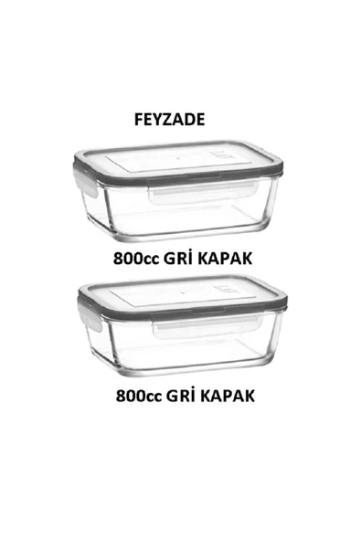 LAV FEYZADE FRESCO Saklama Kabı Seti 2 adet 800cc GRİ KAPAKLI FRS-239 ürün görseli