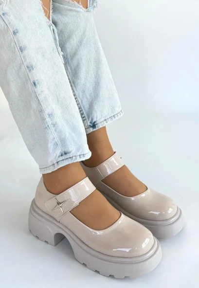 BİÇOMİ Siyat Bej Rugan Dolgu Topuk Oxford Ayakkabı - Resim 3