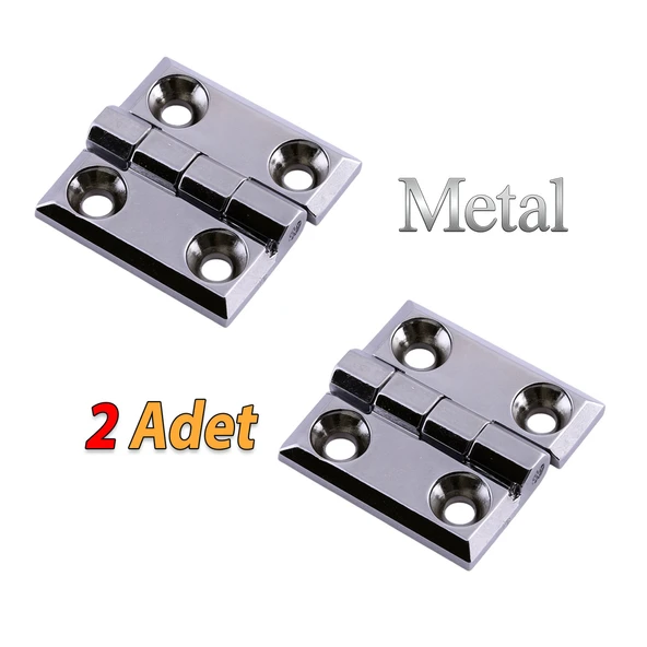 Metal 2 ADET 60x60 mm Gümüş Yaprak Menteşe Kapi Pencere Dolap Mobilya Kapak Menteşe Bağlantı - Resim 2