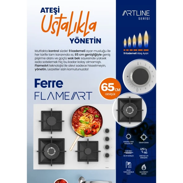 Ferre FryArt Artline Steam QEP64CS - SC405-WFA - D063-SA 9 Prog. Dijital Turbo Ank. Set - Siyah - 6