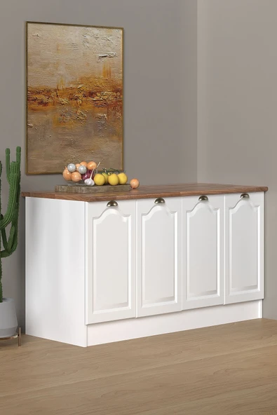 160 Cm %100 MDF Greena White Ada Mutfak, Modern Mutfak Adası, Mutfak Yemek Masası, Bar Masası - 2