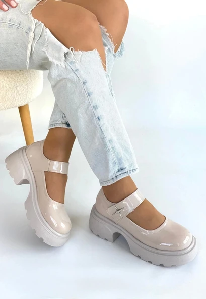 BİÇOMİ Siyat Bej Rugan Dolgu Topuk Oxford Ayakkabı ürün görseli 1