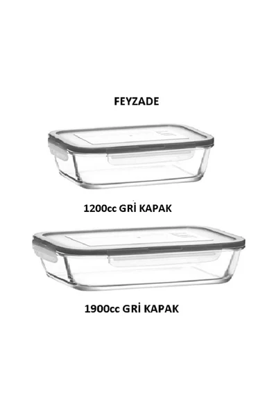 LAV FEYZADE FRESCO Saklama Kabı Seti 1 adet 1900cc- 1 adet 1200cc GRİ KAPAKLI ürün görseli