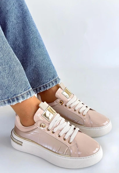 BİÇOMİ Hley Bej Rugan Paraşüt Detaylı Bağcıklı Spor Ayakkabı - Resim 3