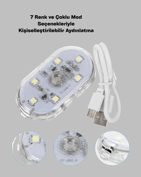 Araç İçi ve Ev Kullanımı İçin 7 Renkli Dekoratif LED Lamba - 3