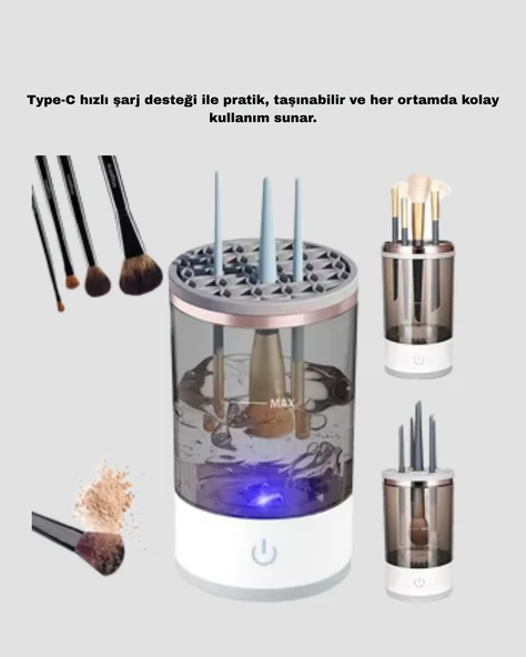 USB Şarjlı Kompakt Makyaj Fırçası Temizleme Makinesi - 3