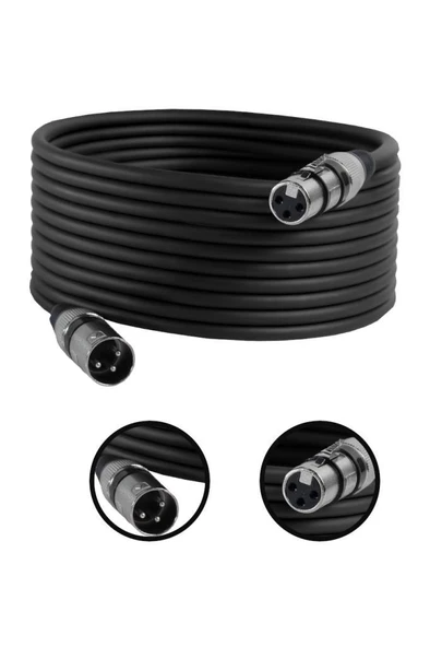 Midex MXL-15M-BK Kaliteli XLR TO XLR 15 mt. Mikrofon Kablosu - 1