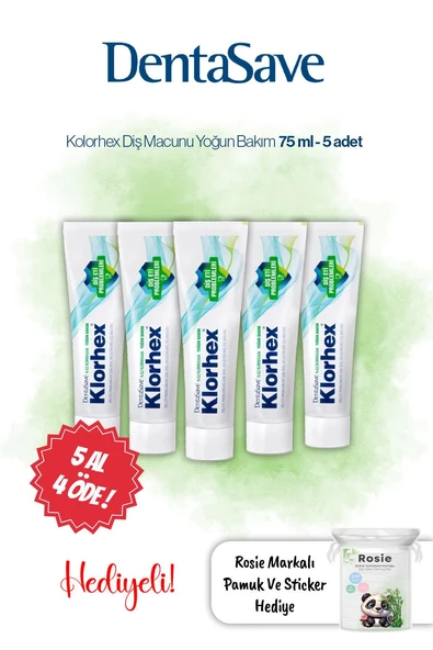 5 AL 4 ÖDE Dentasave Klorhex Diş Macunu Yoğun Bakım 75 ml ve Rosie ürün görseli