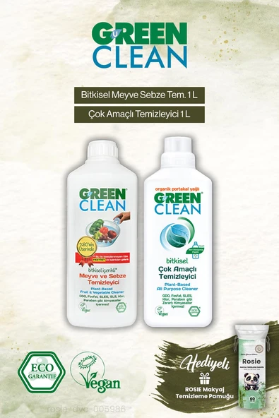 Green Clean Çok Amaçlı Tem. 1 L ve Meyze Sebze Tem. 1000 ml, Rosie Hediye ürün görseli