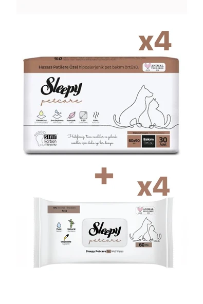 Sleepy Çiş Pedi Petcare 120 Adet Kedi Ve Köpek Islak Havlusu 240 Adet ürün görseli