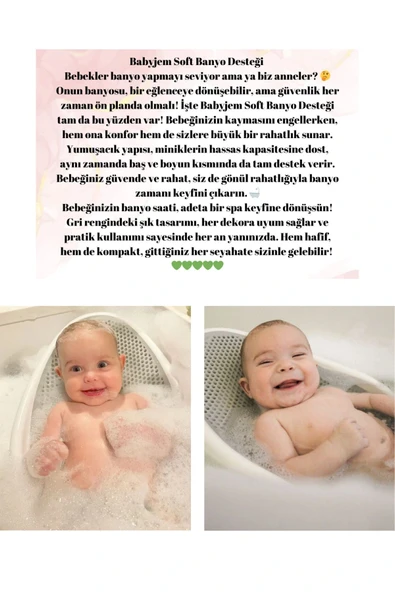 Babyjem Soft Banyo Desteği Bebek Yıkama Yardımcısı Gri - 2