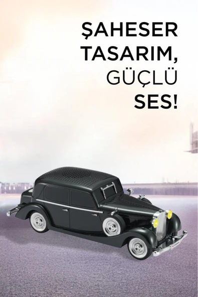 D55 Retro Araba Tasarımlı Bluetooth Hoparlör 2x5W FM + USB + TF Kart - 5