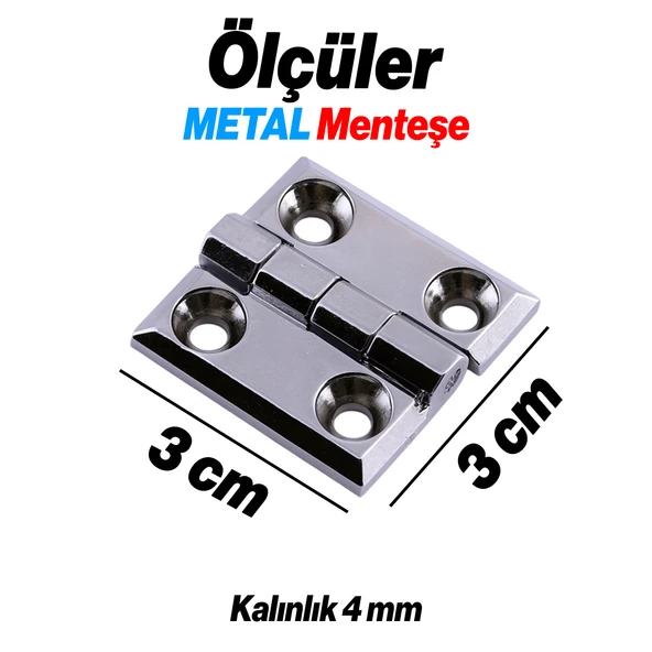 Yaprak Menteşe Metal 2 ADET 30x30 mm Gümüş Krom  Kapi Pencere Dolap Mobilya Kapak Menteşe Bağlantı - Resim 2