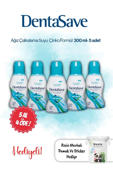 5 AL 4 Öde DentaSave Ağız Çalkalama Suyu Ağız Kokusu Çinko Formül 300 ml ve Rosie ürün görseli