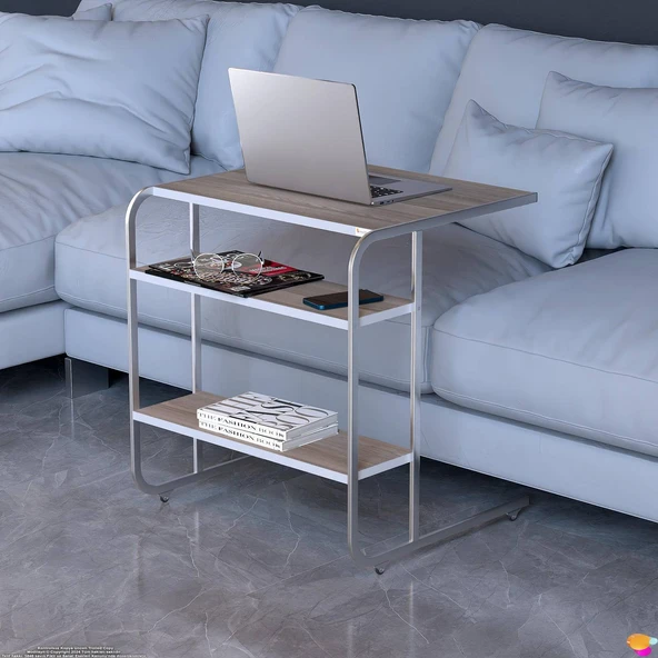 Modilayn C Yan Sehpa Geniş Boy Tekerlekli Çalışma, Atıştırmalık, Yemek, Laptop Sehpası Cordoba - 4