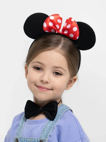 Nessiworld Minnie Mouse Kostüm Seti Taç Kuyruk Papyon Gösteri Seti - Resim 2