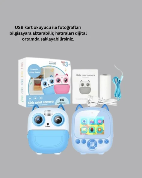 Anında Baskı Yapabilen Çocuk Fotoğraf Makinesi Hafıza Kart Destekli - 4