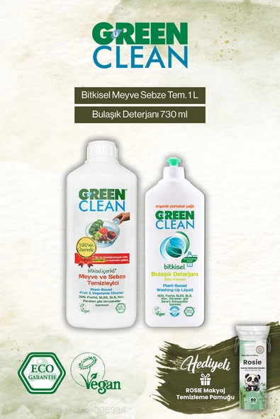 Green Clean Bulaşık Det. 730 ml ve Meyze Sebze Tem. 1000 ml, Rosie Hediye ürün görseli