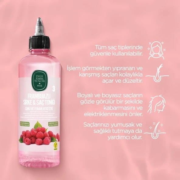 Eyüp Sabri Tuncer Sirke Frambuaz Saç Toniği  ve Şampuan 100 ml, ROSIE makyaj pamuğu - Resim 3