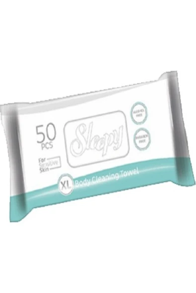 Sleepy Hassas Ciltlere Özel Xl 50 Yaprak Vücut Temizleme Mendili X 6 Paket ürün görseli