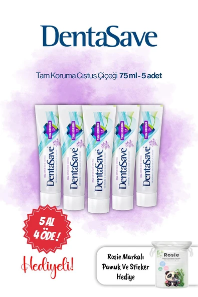 DentaSave Diş Macunu Tam Koruma Cıstus Çiçeği 75 ml 5 AL 4 ÖDE ve Rosie ürün görseli