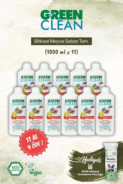 Green Clean 11 AL 9 ÖDE Bitkisel Meyve Sebze Tem. ve Rosie Makyaj Pamuk ürün görseli
