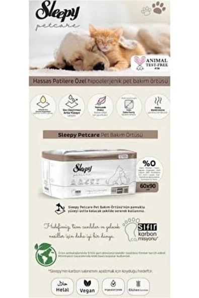 Sleepy Çiş Pedi Petcare 120 Adet Kedi Ve Köpek Islak Havlusu 240 Adet - Resim 6