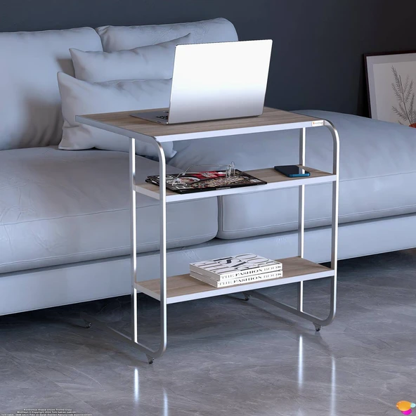 Modilayn C Yan Sehpa Geniş Boy Tekerlekli Çalışma, Atıştırmalık, Yemek, Laptop Sehpası Cordoba - 3