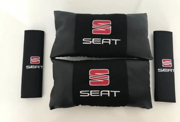 Seat Nakışlı Deri 1 Çift Boyun Yastık Ve 1 Çift Kemer Pedi ürün görseli
