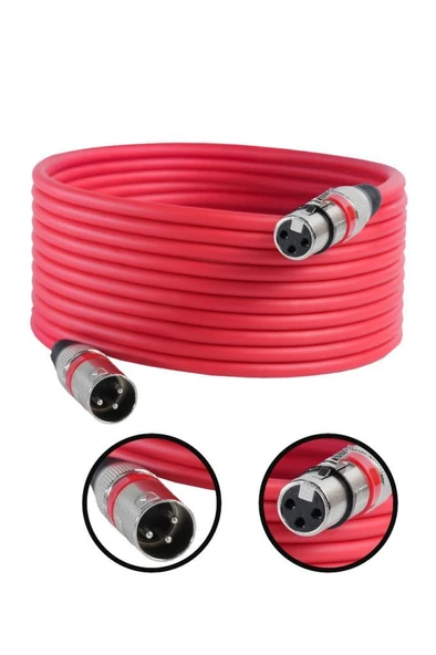 Midex MXL-15M-RD Kaliteli XLR TO XLR 15 mt. Mikrofon Kablosu - 1