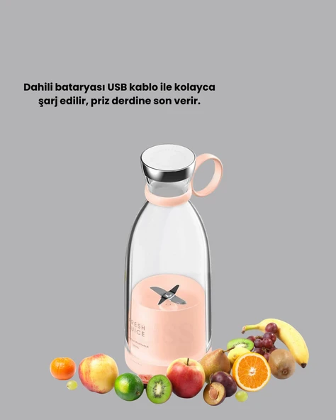 1200mAh Şarjlı, Hafif ve Pratik Taşınabilir Blender - 4