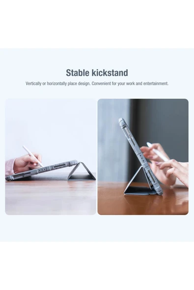 Cisteen NİLLKİN Apple İpad Air 11inç 2024 Air 4/5.nesil 10.9 Kalemlikli Standlı DüşmeyeDayanıklı Kılıf - Resim 2