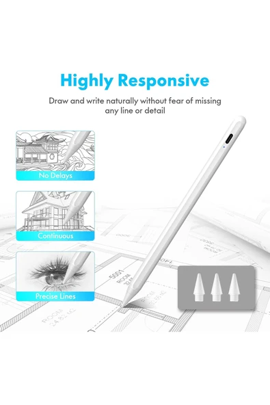 bravesons iPad(2018-2025)iPad Pro 11/12.9, iPad 10/9/8/7/6.iPad Air 5/4/3.iPad Mini 6/5.Stylus Uyumlu Kalem - Resim 6