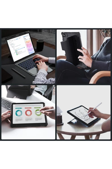 Cisteen Nillkin Klavyelikılıf iPadAir13inç(2024)6/5/4/3 nesil kamerakoruma,çıkarılabilir klavye,aydınlatmalı - Resim 4